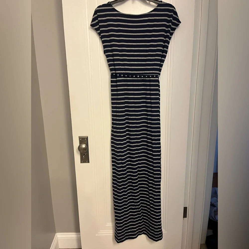 Women's Motherhood Maternity Blue and Gray Striped Maxi Dress- Size Medium- Used - Picture 3 of 3